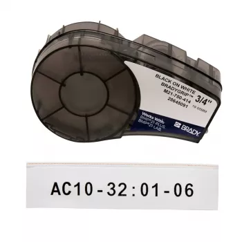 Etiqueta autoadesiva contínua para impressora Brady M21-750-414 — 1,9 cm de altura, preto sobre branco