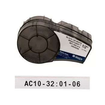 Etiqueta autoadesiva contínua para impressora de etiquetas Brady M21-500-414 — preto sobre branco, 1,3 cm de altura, 3,05 m de comprimento