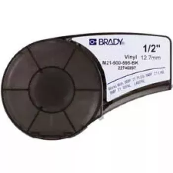Etiqueta autocolante para impressora Brady 139742 — acrílico/vinil, 1,27 cm × 6,4 m, preto sobre branco