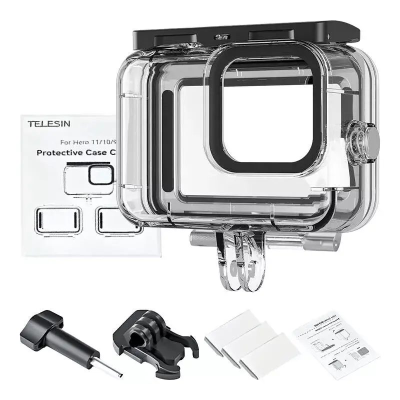 Conjunto de capas protetoras Telesin para GoPro Hero 12/11/10/9 – conjunto de capa rígida e capa de silicone