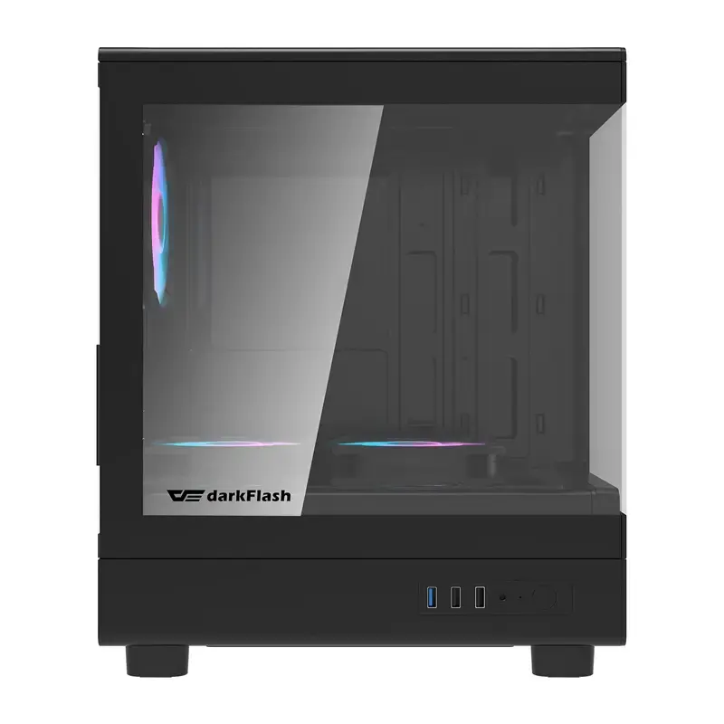 Caixa de computador DarkFlash DB330M preta v2 com três ventoinhas pré-instaladas