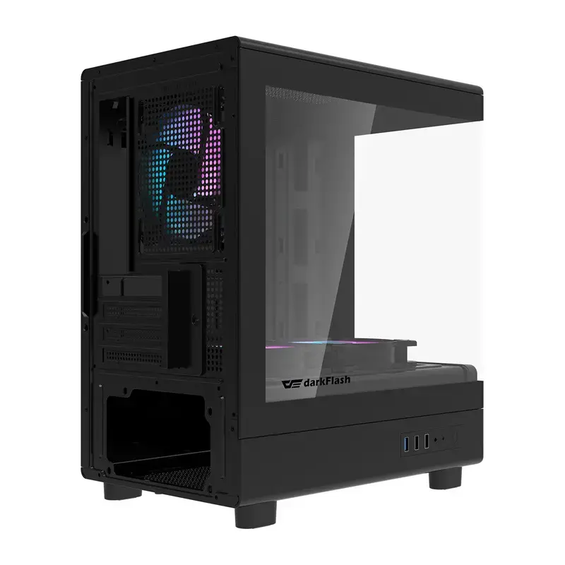 Caixa de computador DarkFlash DB330M preta v2 com três ventoinhas pré-instaladas