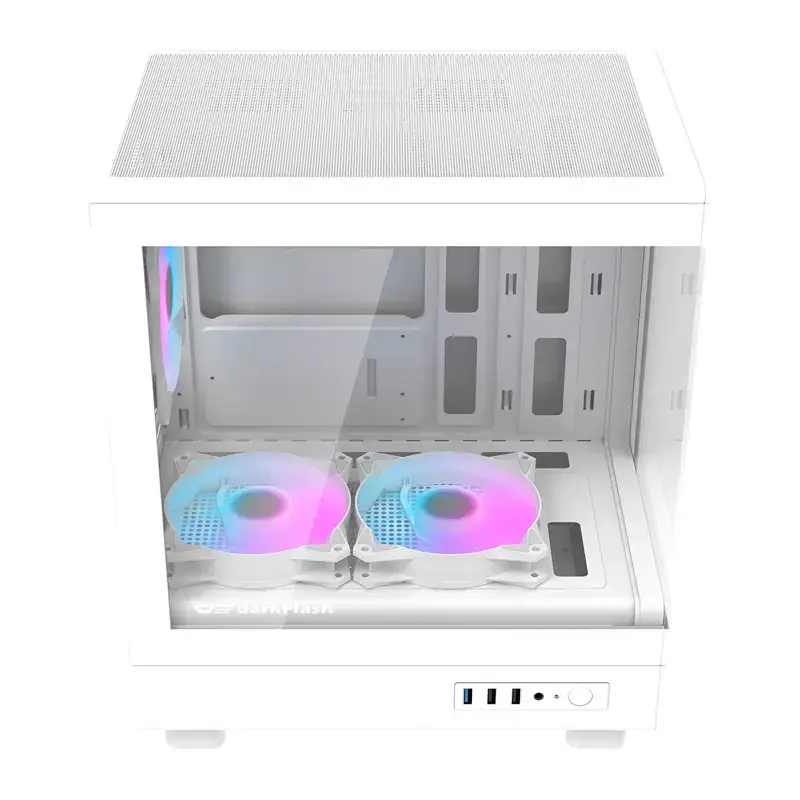 Caixa de computador Darkflash DB330M branca v2 com três ventoinhas pré-instaladas, suporte micro-ATX/mATX