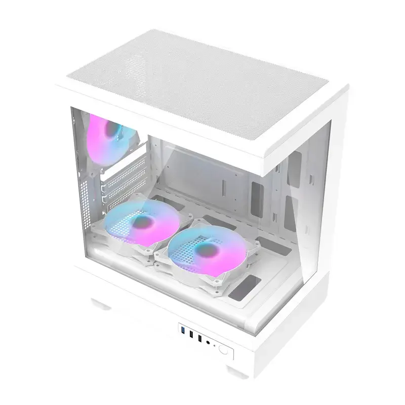 Caixa de computador Darkflash DB330M branca v2 com três ventoinhas pré-instaladas, suporte micro-ATX/mATX