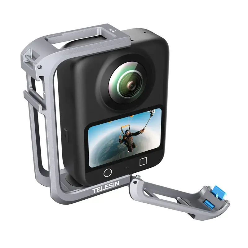 Jaula de proteção metálica Telesin para DJI Osmo 360 – estrutura metálica leve, pontos de fixação