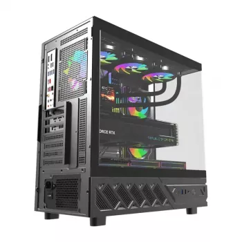 Caixa de computador DarkFlash DS950V com ecrã frontal (preto) e 6 ventoinhas pré-instaladas