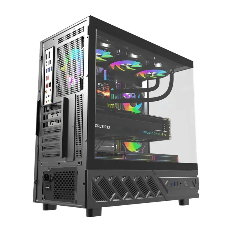 Caixa de computador DarkFlash DS950V com ecrã frontal (preto) e 6 ventoinhas pré-instaladas