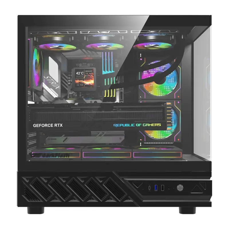 Caixa de computador DarkFlash DS950V com ecrã frontal (preto) e 6 ventoinhas pré-instaladas
