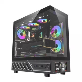 Caixa de computador DarkFlash DS950V com ecrã frontal (preto) e 6 ventoinhas pré-instaladas