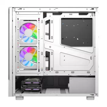 Caixa de computador DarkFlash DS950V com ecrã integrado, branco, inclui 6 ventoinhas
