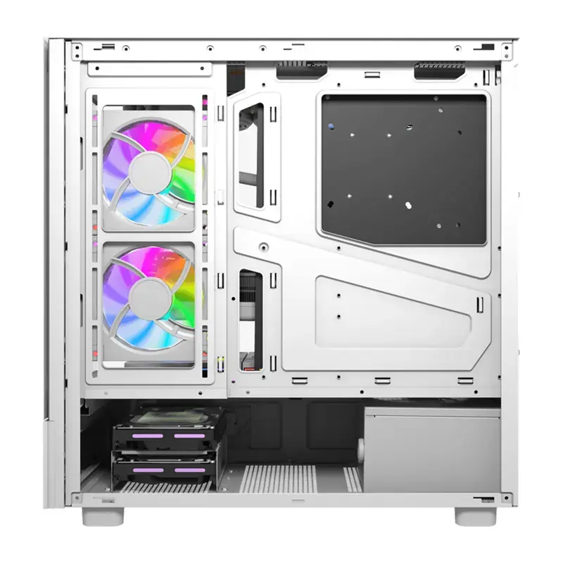 Caixa de computador DarkFlash DS950V com ecrã integrado, branco, inclui 6 ventoinhas