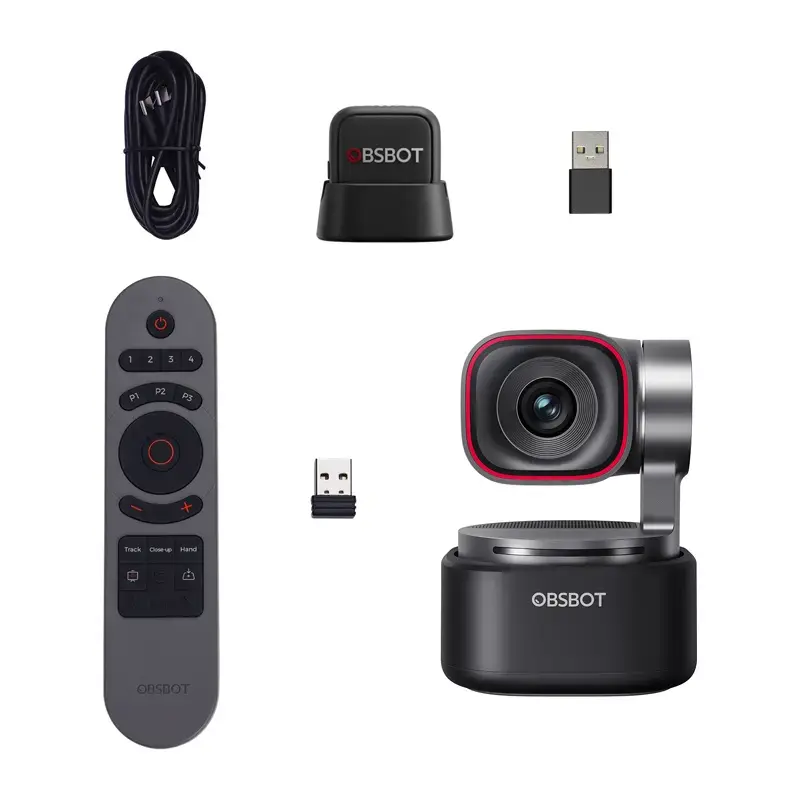 Webcam Obsbot Tiny 3 Lite com comando e microfone incorporado
