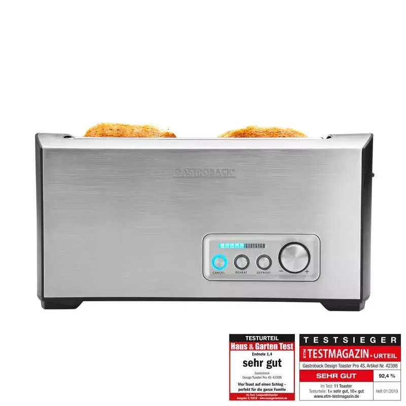 Torradeira Gastroback Design Pro 4S 2 fatias 1500 W preta aço inoxidável