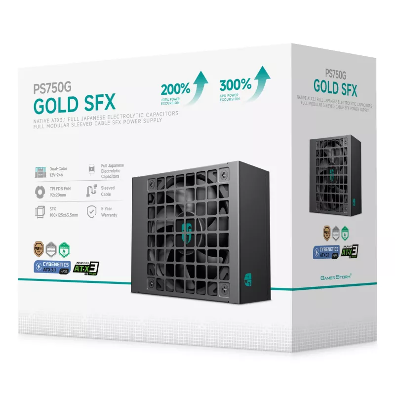 DeepCool Gamer Storm PS750G 750 W SFX ATX 3.1 fonte de alimentação, 80 PLUS Gold, preto