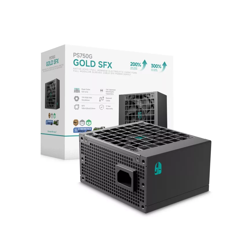 DeepCool Gamer Storm PS750G 750 W SFX ATX 3.1 fonte de alimentação, 80 PLUS Gold, preto