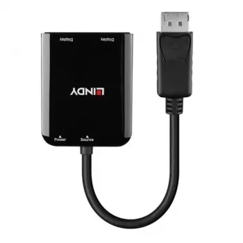 Hub MST Lindy DisplayPort para 2 portas HDMI, DisplayPort, 2 x HDMI, ficha, conector fêmea, reto, reto
