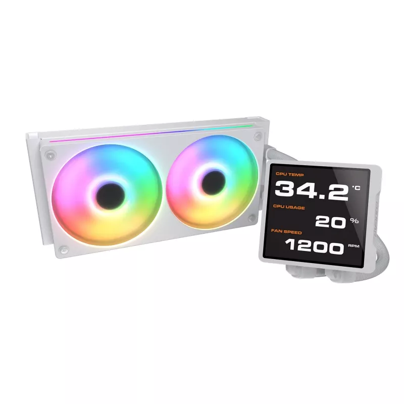 Refrigeração líquida para CPU All-in-One Cougar Poseidon Vistek Pro 240, ARGB, ventoinha de 120 mm, branco