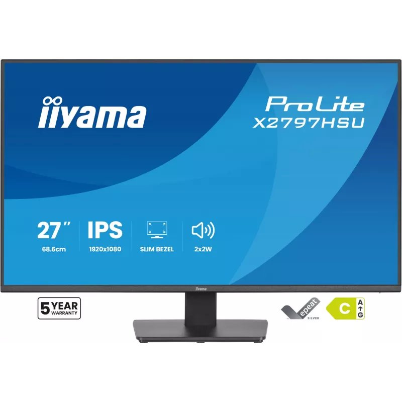 Monitor de computador IIYAMA ProLite X2797HSU-B1 27 polegadas (68,6 cm) Full HD 1920×1080 LED mate 4 ms USB 3.2 Gen 1 altifalantes VESA preto