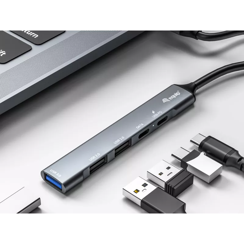 Equip hub USB 3.0/2.0 de 5 portas com USB-C PD
