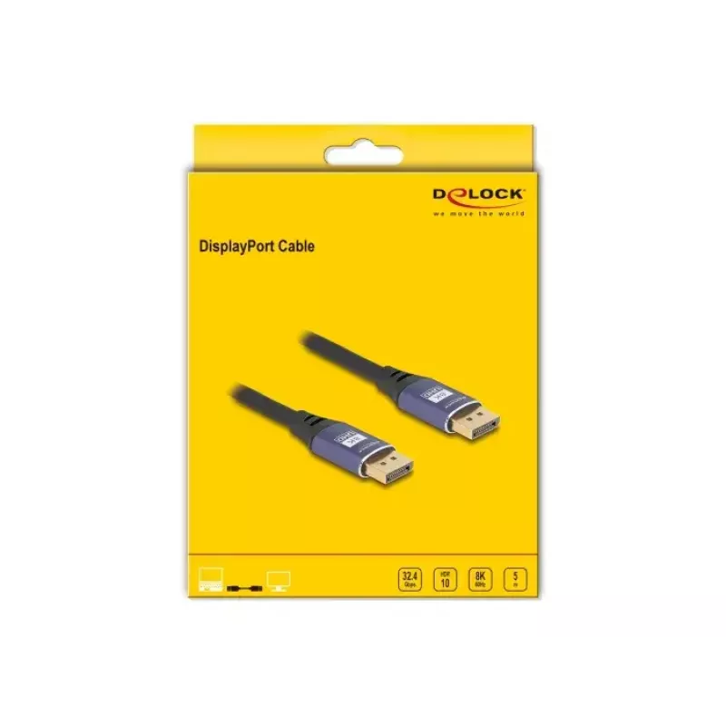 Cabo DisplayPort DeLOCK 8K 60 Hz 5 m roxo metal