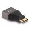Adaptador HDMI DeLOCK Mini-C macho para A fêmea 8K 60 Hz cinzento metal