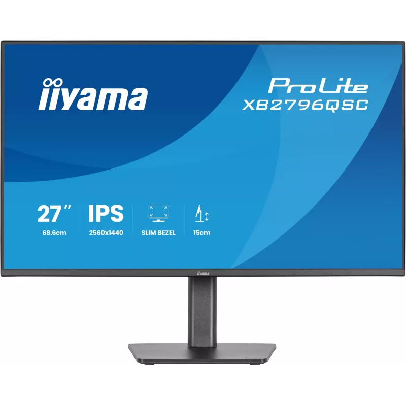 Monitor LED IIYAMA ProLite XB2796QSC-B1 27 polegadas IPS Quad HD 2560x1440, 4 ms, USB-C, altifalantes, altura ajustável, VESA