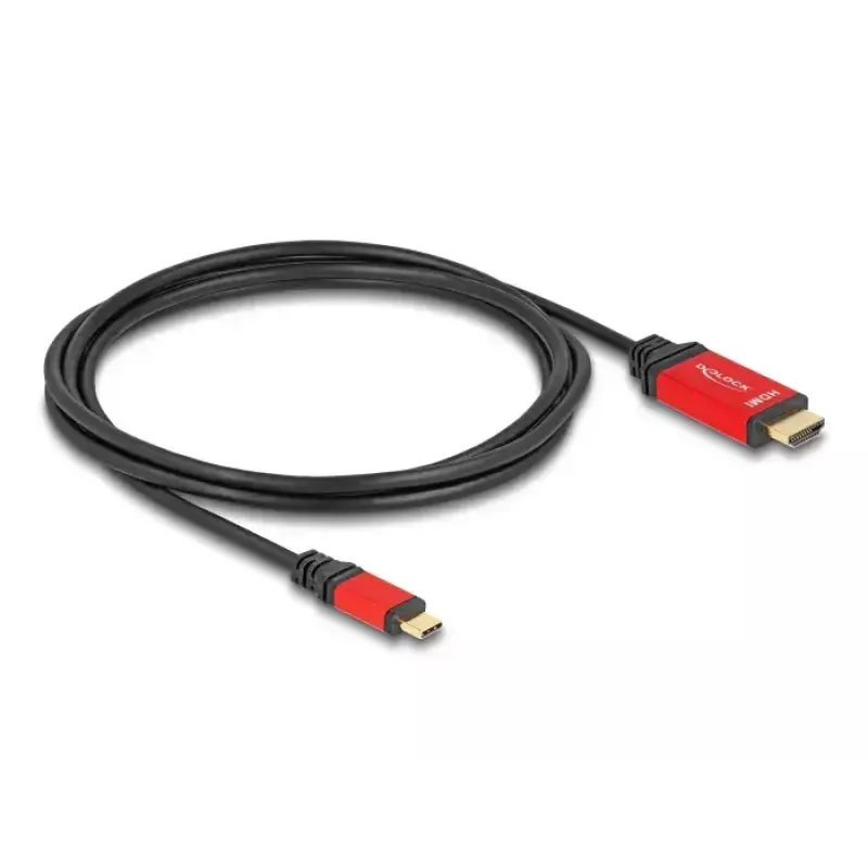 Cabo DeLOCK USB Type-C para HDMI DP Alt Mode 8K 60Hz HDR 2m vermelho