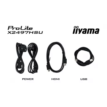 Monitor IIYAMA ProLite X2497HSU-B1 23,8 polegadas (60,5 cm) Full HD IPS 1920×1080 4 ms USB‑C 2×, altifalantes, VESA, preto