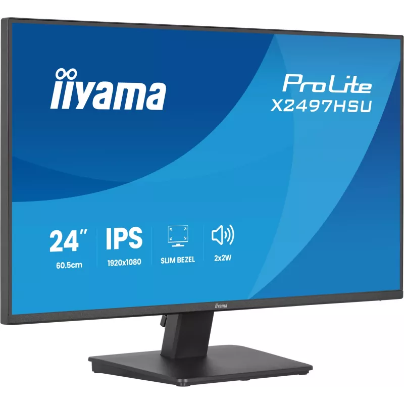 Monitor IIYAMA ProLite X2497HSU-B1 23,8 polegadas (60,5 cm) Full HD IPS 1920×1080 4 ms USB‑C 2×, altifalantes, VESA, preto