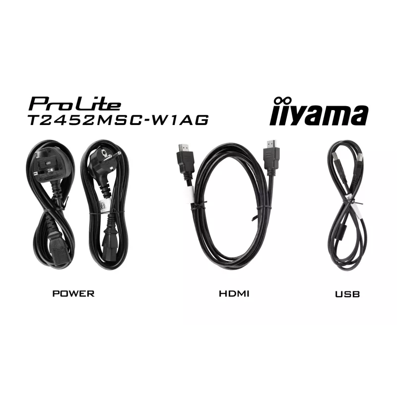 Monitor de computador iiyama ProLite T2452MSC-W1AG 60,5 cm (23,8 polegadas) 1920 x 1080 pixels Full HD LED ecrã tátil branco