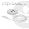 Base de carregamento sem fios club 3d CAC-3026 25W Qi2 base magnética, compatível com Qi 2.2 MagSafe, cabo de 1 m, branco