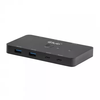 Switch KVM club 3d Dual USB-C para HDMI, 2 portas, 4K UHD 3840x2160, consola USB-C, 65W PD, preto