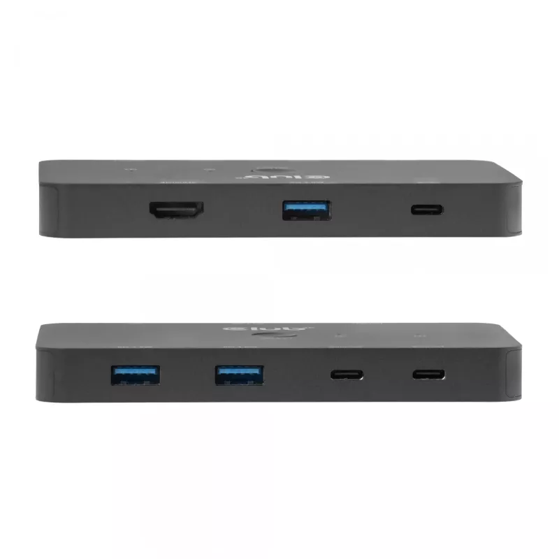 Switch KVM club 3d Dual USB-C para HDMI, 2 portas, 4K UHD 3840x2160, consola USB-C, 65W PD, preto