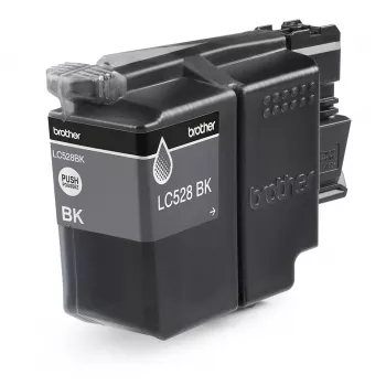Cartucho de tinta Brother LC528BK — original preto, embalagem individual, alcance aprox. 6000 páginas