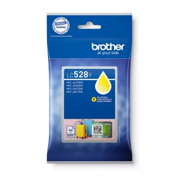 Cartucho de tinta Brother LC528Y amarelo original, embalagem individual, alcance ~5000 páginas
