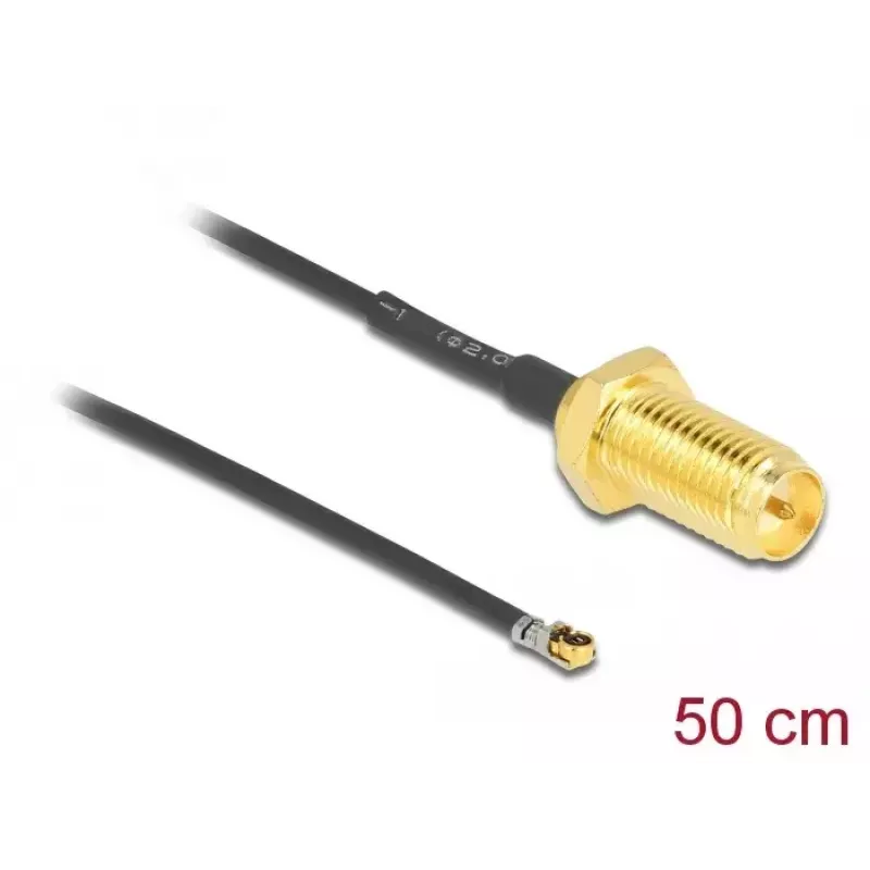 Cabo coaxial DeLOCK 12660 0,5m RP-SMA MHF 4L LK preto