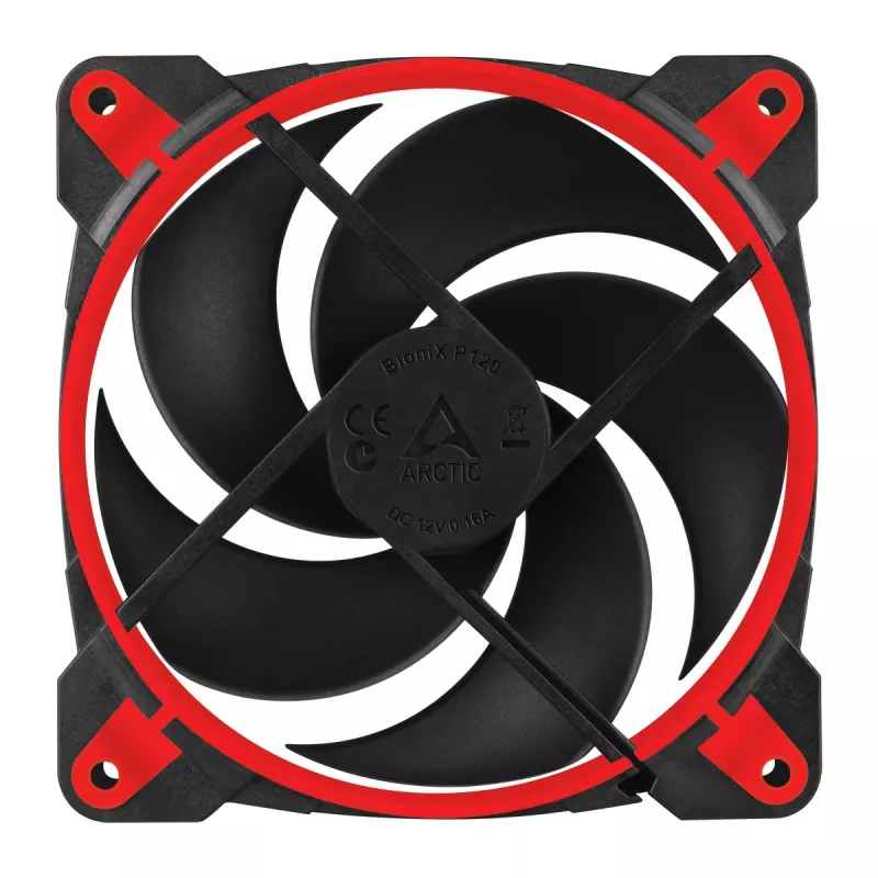 ARCTIC BioniX P120 (vermelho) – ventoinha gaming de 120 mm otimizada para pressão com PWM PST