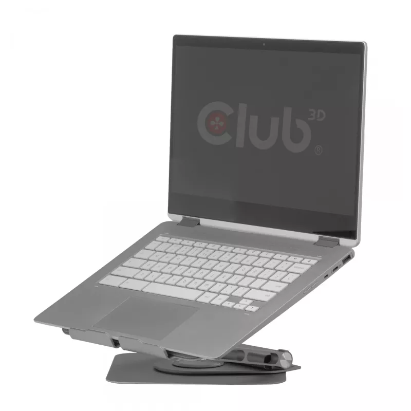 CLUB3D suporte de portátil ajustável em alumínio com hub USB-C®, cinzento, 260 mm, 224 mm, 56 mm, 1,76 kg, 315 mm