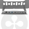CLUB3D suporte de portátil ajustável em alumínio com hub USB-C®, cinzento, 260 mm, 224 mm, 56 mm, 1,76 kg, 315 mm