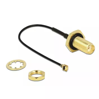 DeLOCK 88965 cabo de antena, SMA fêmea bulkhead para MHF (U.FL), 10 cm
