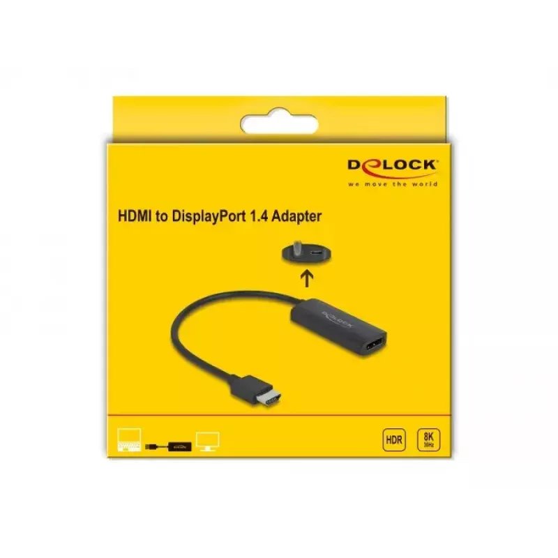 Adaptador DeLOCK HDMI-A macho para DisplayPort fêmea 8K 0,18 m