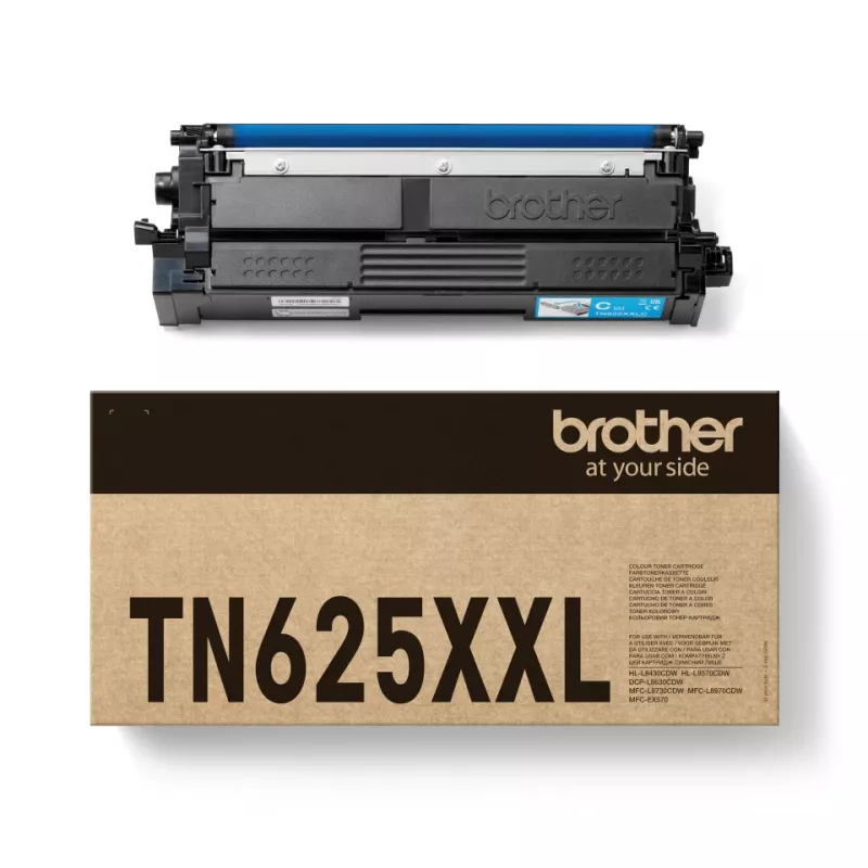 Cartucho de toner Brother TN-625XXLC ciano original, 6500 páginas, 1 unid.