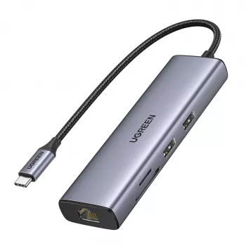 Hub USB-C UGREEN 90568 2 USB 3.0 HDMI RJ45 SD TF porta PD