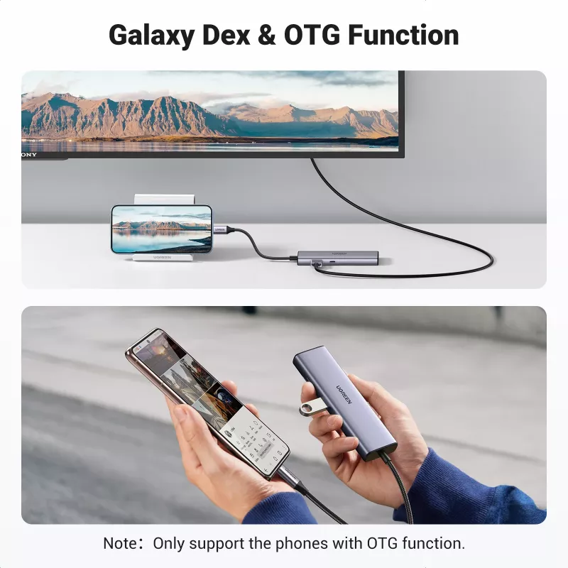 Hub USB-C UGREEN 90568 2 USB 3.0 HDMI RJ45 SD TF porta PD
