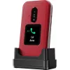 Telemóvel básico Doro Leva E30 telemóvel de concha, 2,8 polegadas (7,11 cm) 320x240, Single-SIM, câmara 0,3 MP, 1150 mAh, IP55, vermelho/branco
