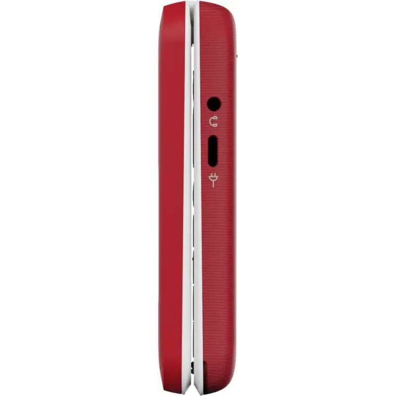 Telemóvel básico Doro Leva E30 telemóvel de concha, 2,8 polegadas (7,11 cm) 320x240, Single-SIM, câmara 0,3 MP, 1150 mAh, IP55, vermelho/branco