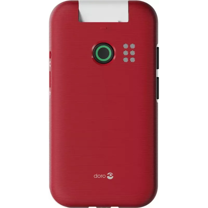 Telemóvel básico Doro Leva E30 telemóvel de concha, 2,8 polegadas (7,11 cm) 320x240, Single-SIM, câmara 0,3 MP, 1150 mAh, IP55, vermelho/branco