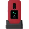 Telemóvel básico Doro Leva E30 telemóvel de concha, 2,8 polegadas (7,11 cm) 320x240, Single-SIM, câmara 0,3 MP, 1150 mAh, IP55, vermelho/branco