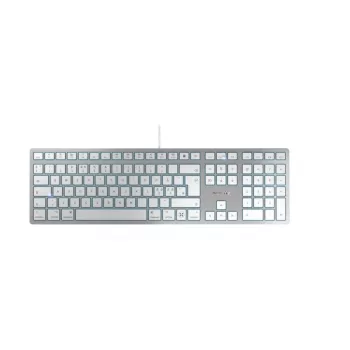 Teclado USB com fio Cherry KC 6000C para Mac – QWERTY nórdico, interruptores de tesoura, prateado, cabo de 1,8 m