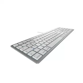 Teclado USB com fio Cherry KC 6000C para Mac – QWERTY nórdico, interruptores de tesoura, prateado, cabo de 1,8 m